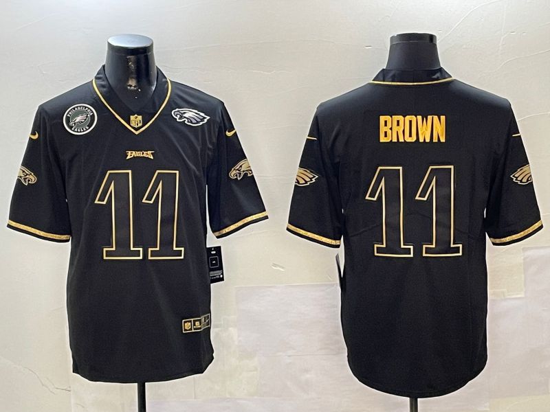 Men Philadelphia Eagles #11 Brown Black Gold Throwback 2024 Nike Limited NFL Jersey style 4->philadelphia eagles->NFL Jersey